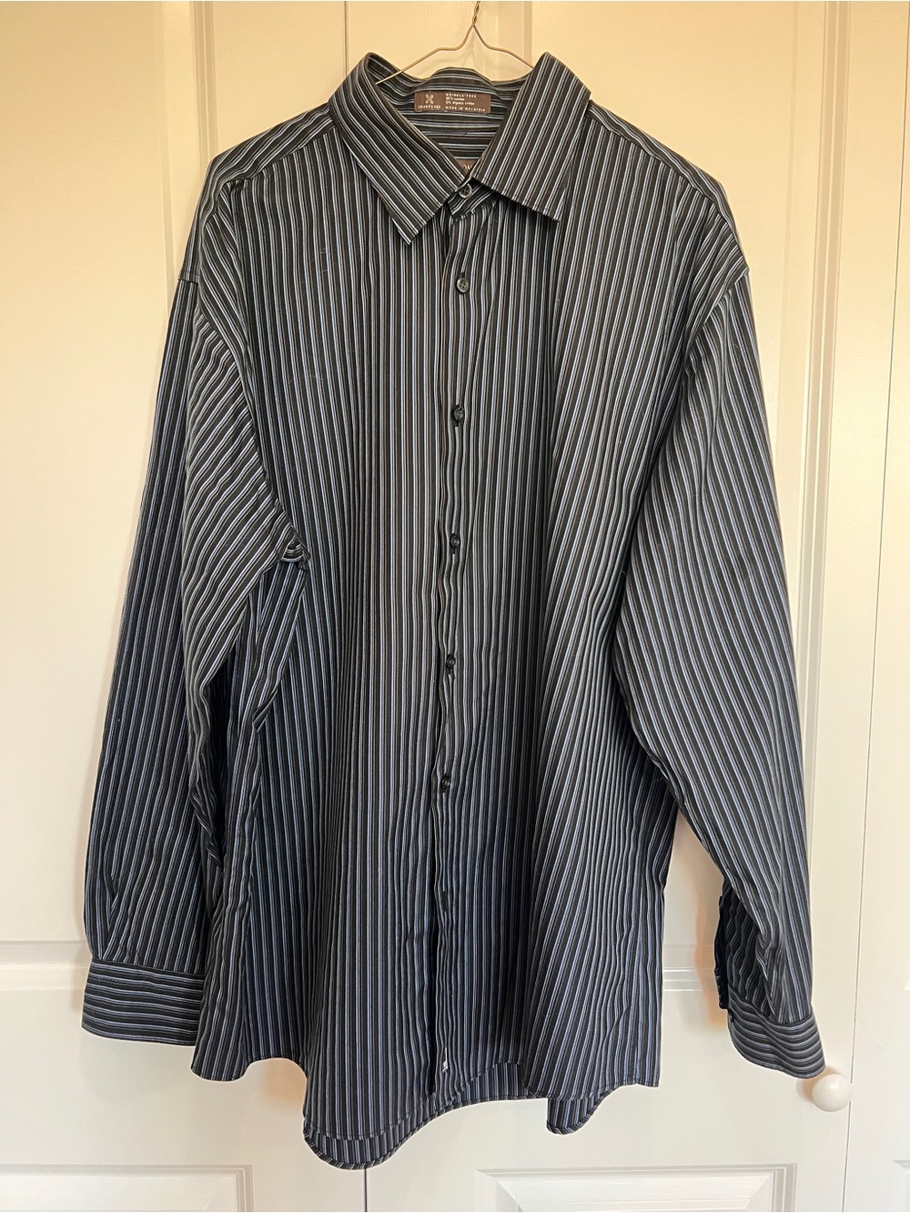 Men's Black and Gray Stripe Button-Up Shirt